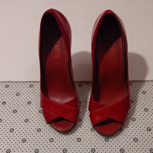 Elegant Michael Kors Womens S 8.5 M Red Peep-Toe 4.5" Stiletto Heels Dress Shoes
